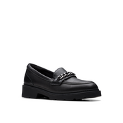 Clarks Eris Edge Y School Shoe-Black Leather F