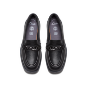Clarks Eris Edge Y School Shoe-Black Leather F