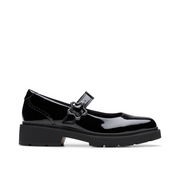 Clarks Eris Jane Y School Shoe-Black Patent F
