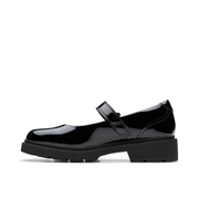 Clarks Eris Jane Y School Shoe-Black Patent F