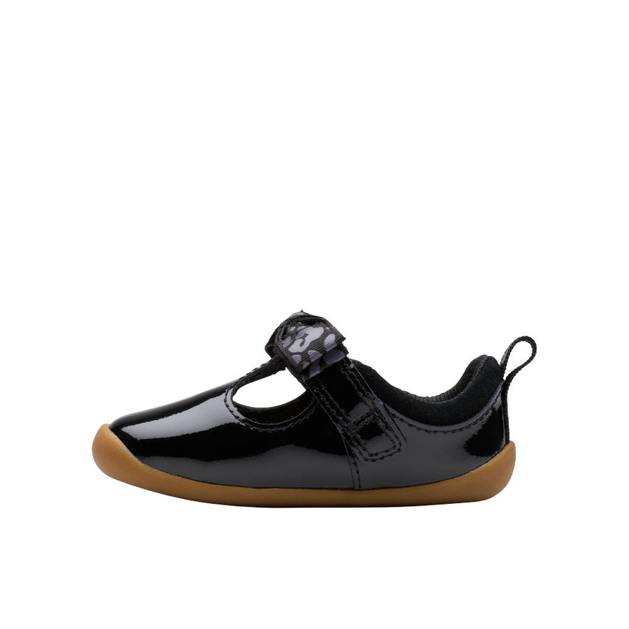 Clarks Roamer Trim T Shoe-Black Patent H
