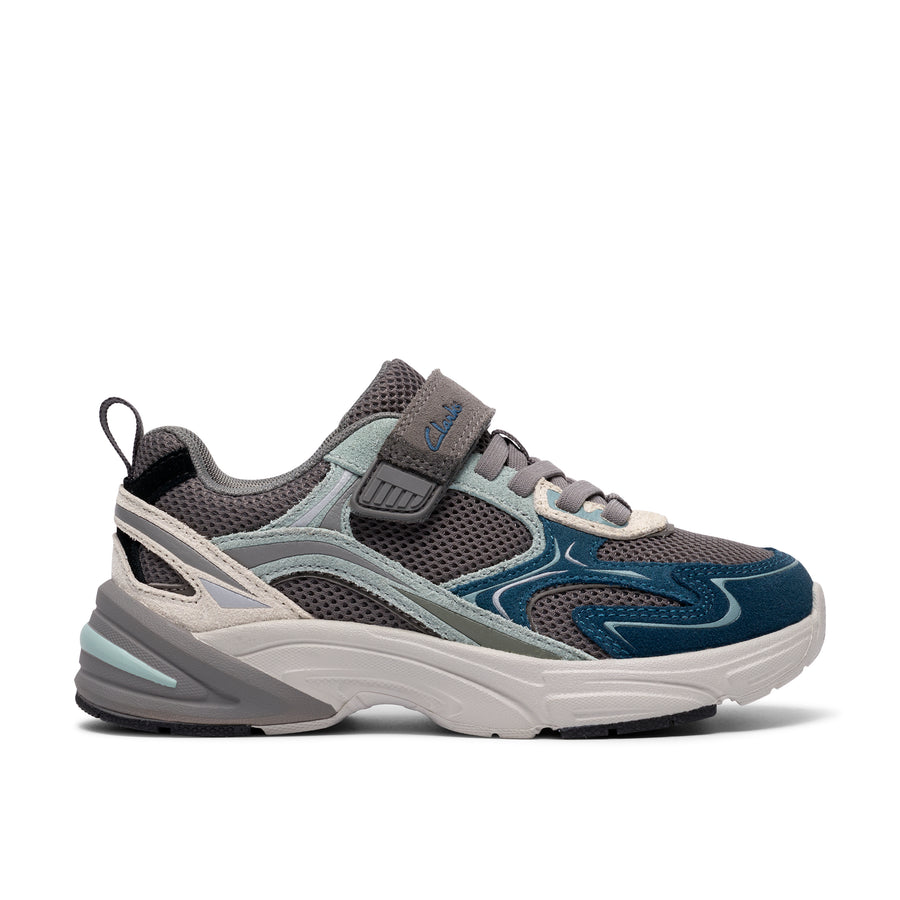 Clarks Crafton Vibe K Trainer-Grey Combi G
