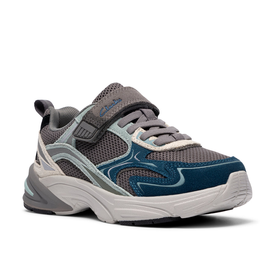 Clarks Crafton Vibe K Trainer-Grey Combi G