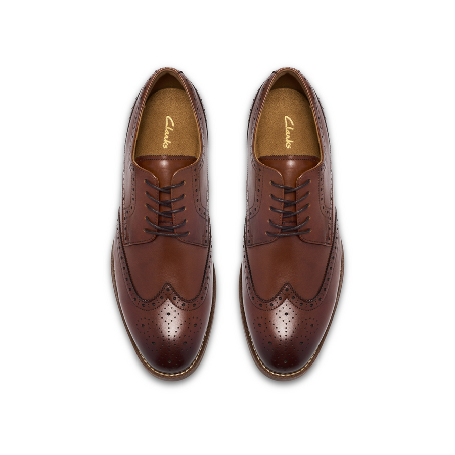 Clarks Bowburn Tip Mens Shoe-Tan Leather G