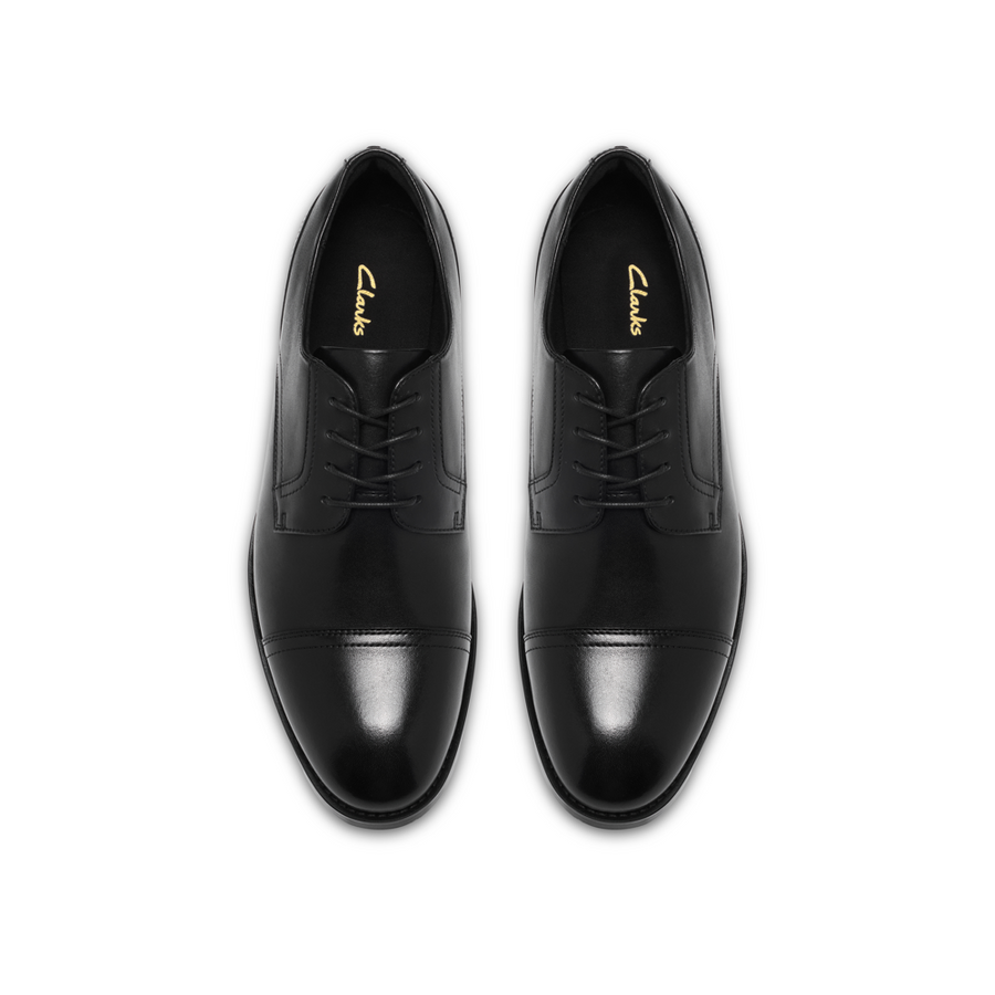 Clarks Bowburn Cap Mens Shoe-Black Leather G