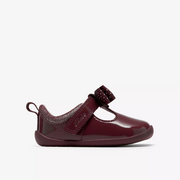 Clarks Roamer Trim T Shoe-Burgundy Patent