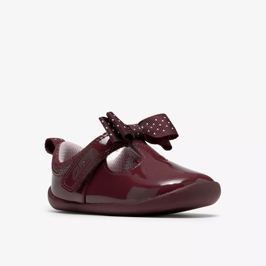 Clarks Roamer Trim T Shoe-Burgundy Patent
