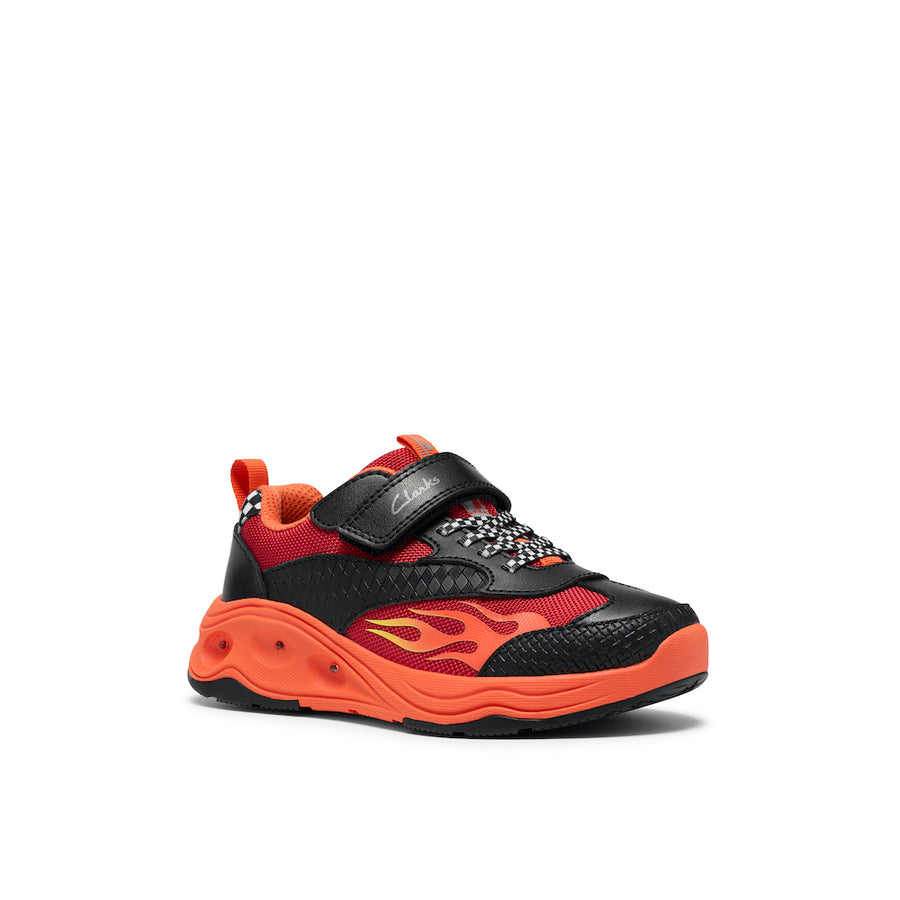 Clarks Gleam Go K 'G' Fit Shoe-Black/Red