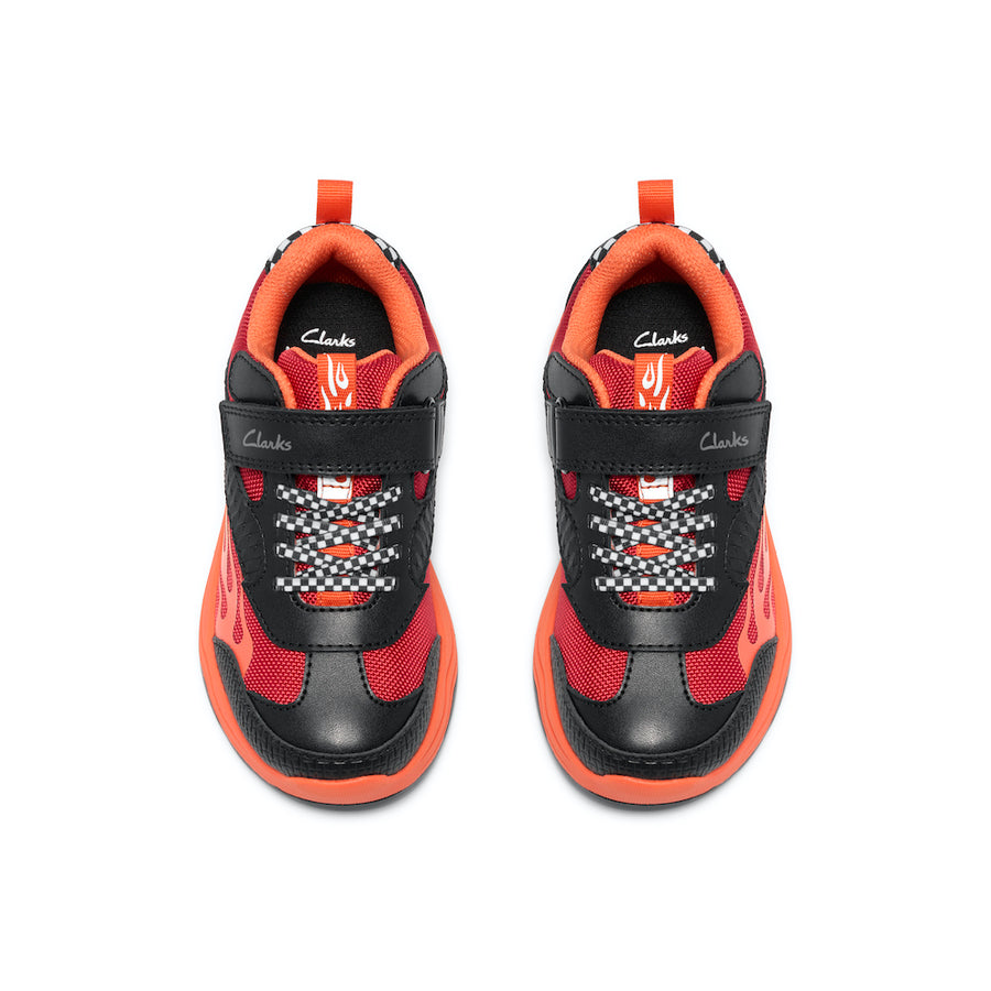 Clarks Gleam Go K 'G' Fit Shoe-Black/Red