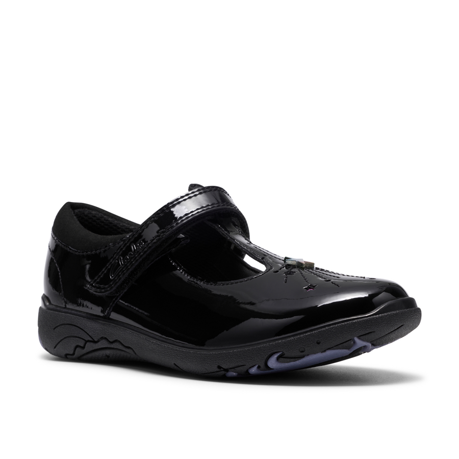 Clarks Relda Magic Girls Shoe-Black Patent G