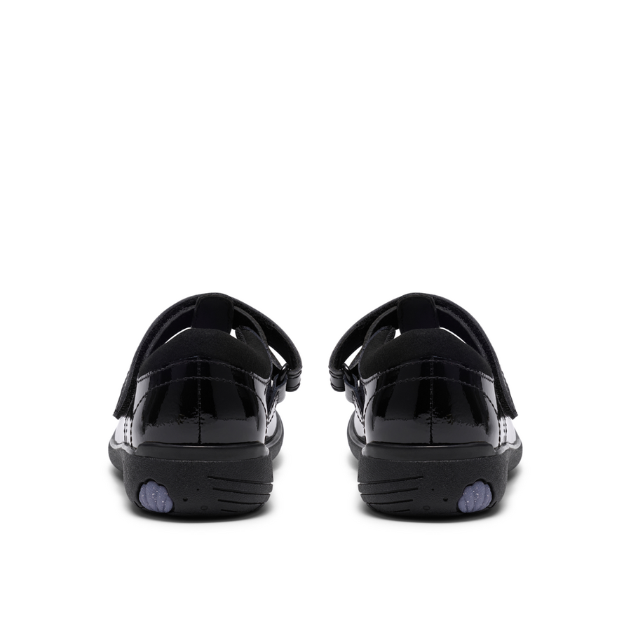Clarks Relda Magic Girls Shoe-Black Patent F