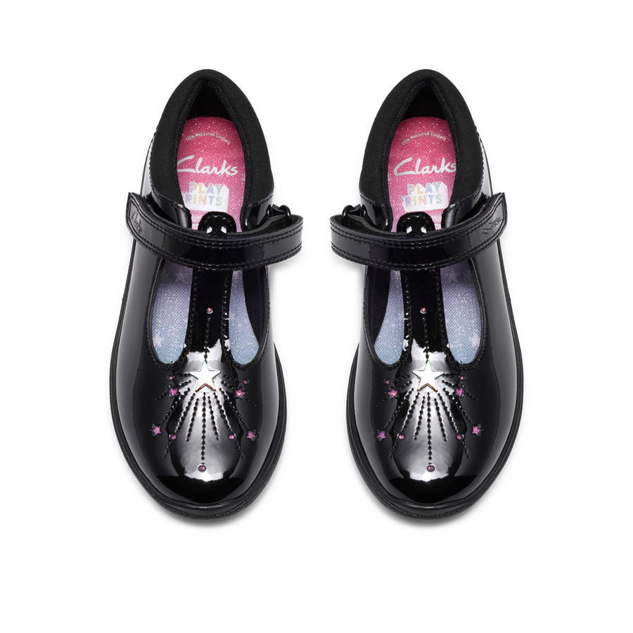 Clarks Relda Magic Girls Shoe-Black Patent G