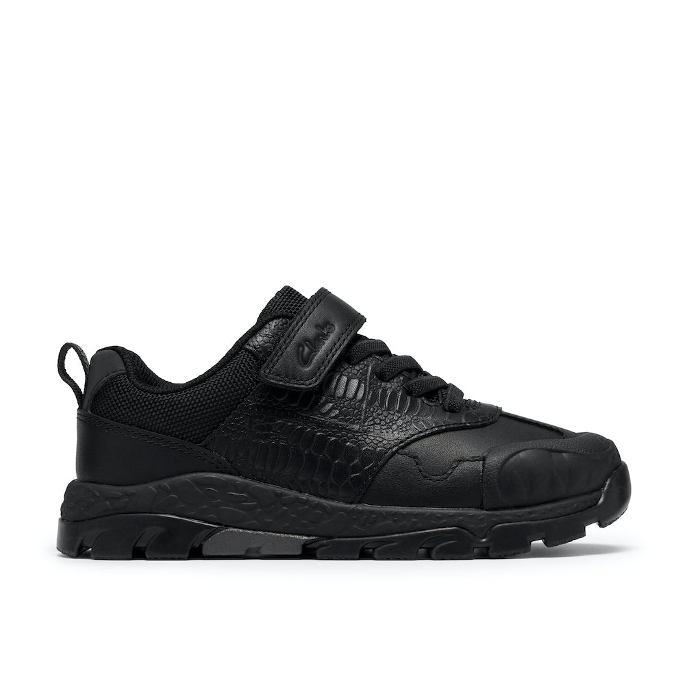 Clarks Steggy2 Soar School Shoe-Black Leather G