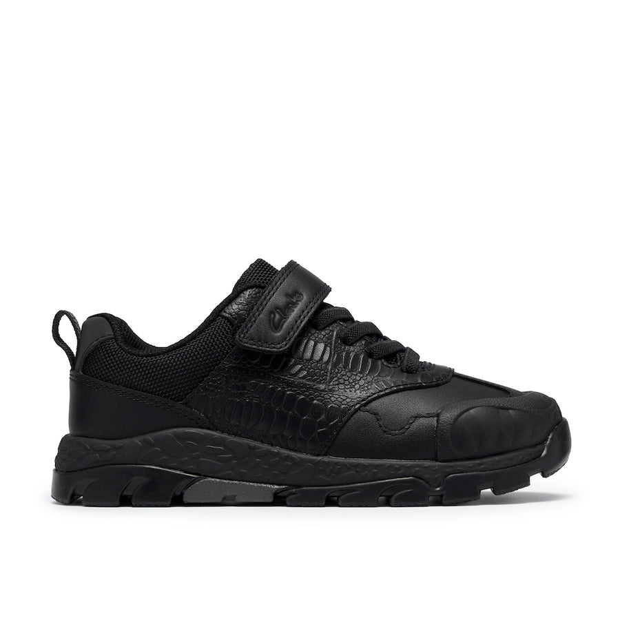Clarks Steggy2 Soar School Shoe-Black Leather F