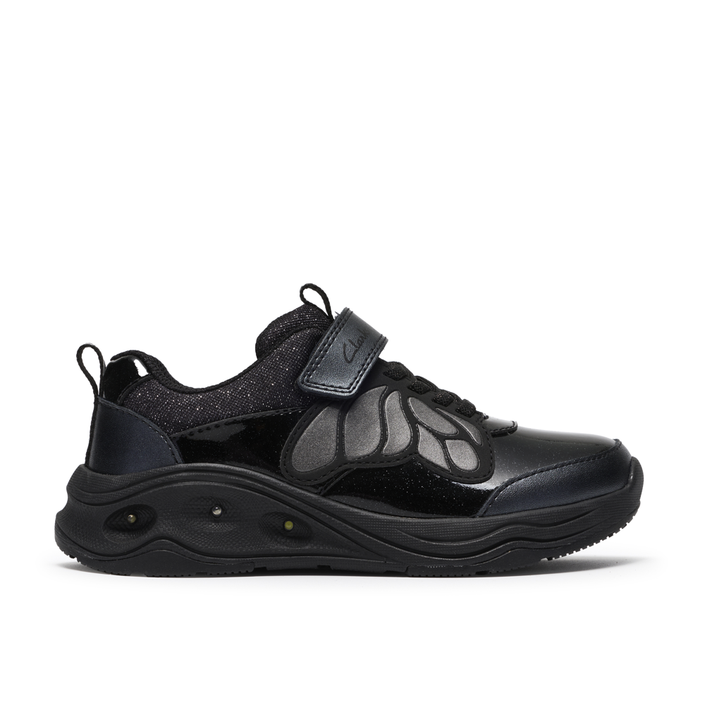Clarks Gleam Fly K School Shoe-Black G