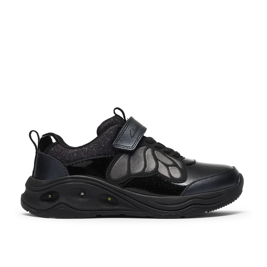 Clarks Gleam Fly K School Shoe-Black G