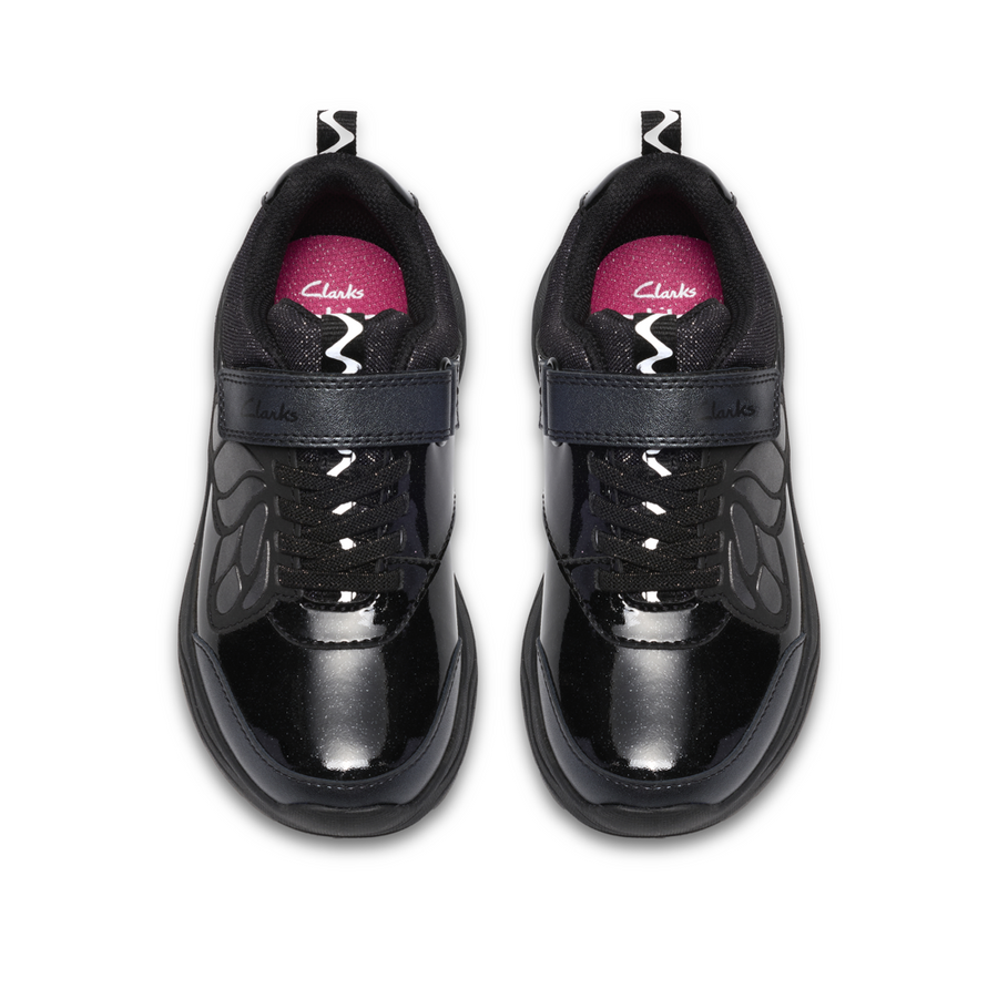 Clarks Gleam Fly K School Shoe-Black G