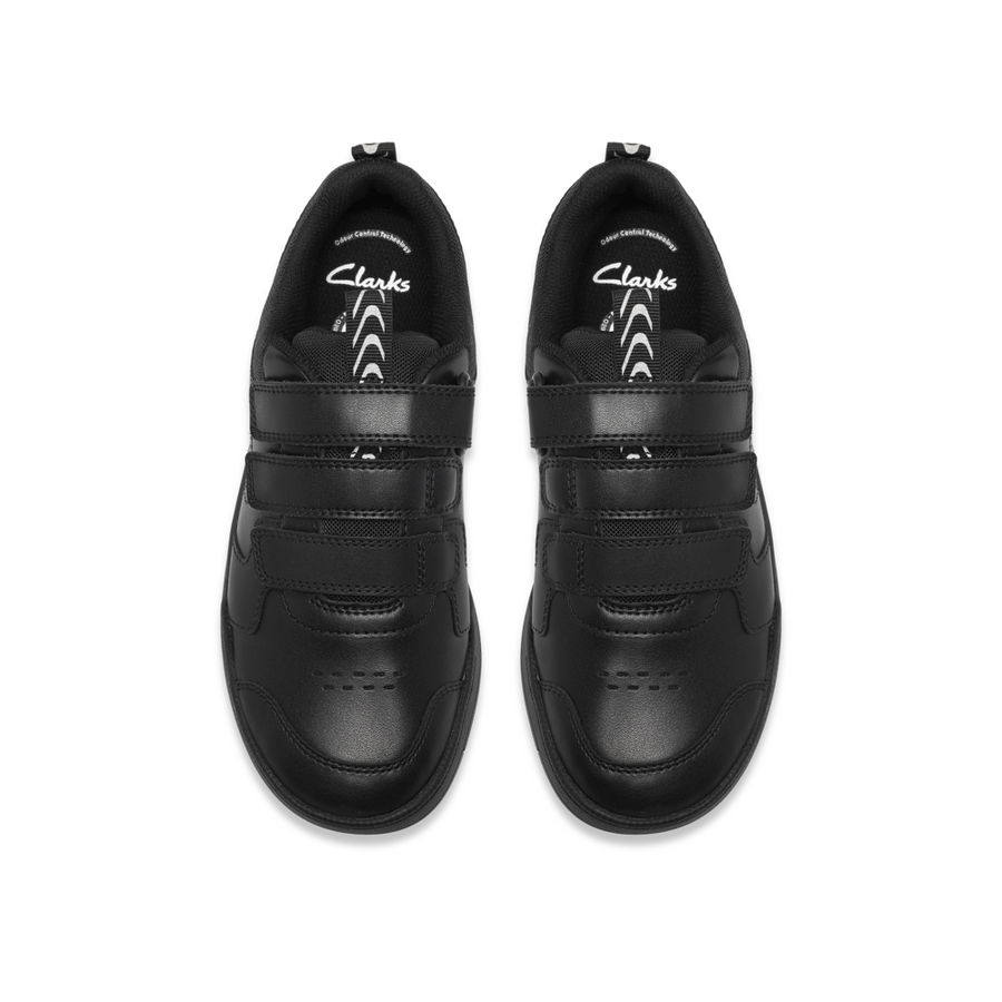 Clarks Laser Play Y Shoe-Black Leather G