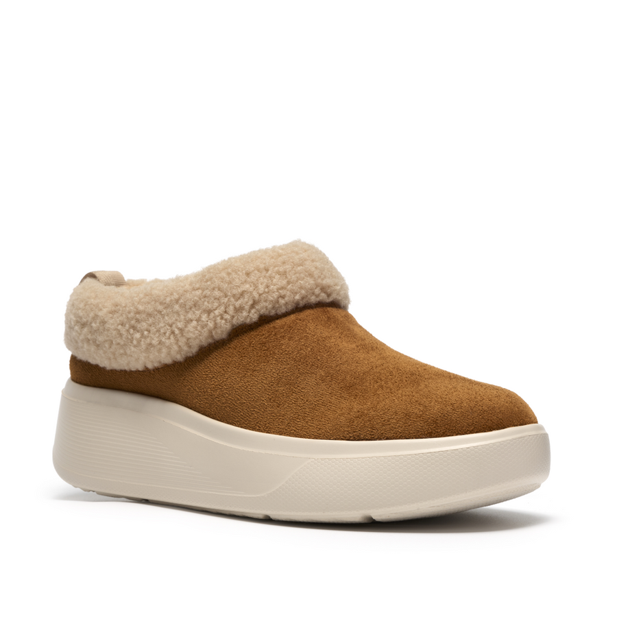 Clarks Solevana Cozy Slippers-Tan Leather D