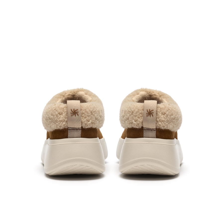 Clarks Solevana Cozy Slippers-Tan Leather D