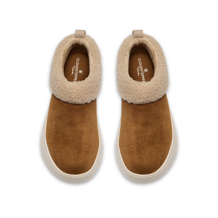 Clarks Solevana Cozy Slippers-Tan Leather D