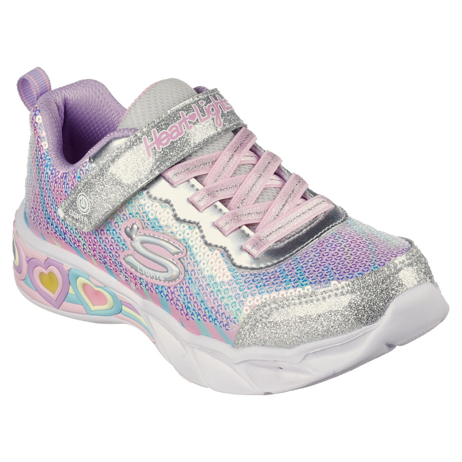 Skechers 302313 Girls Trainer-Silver Multi