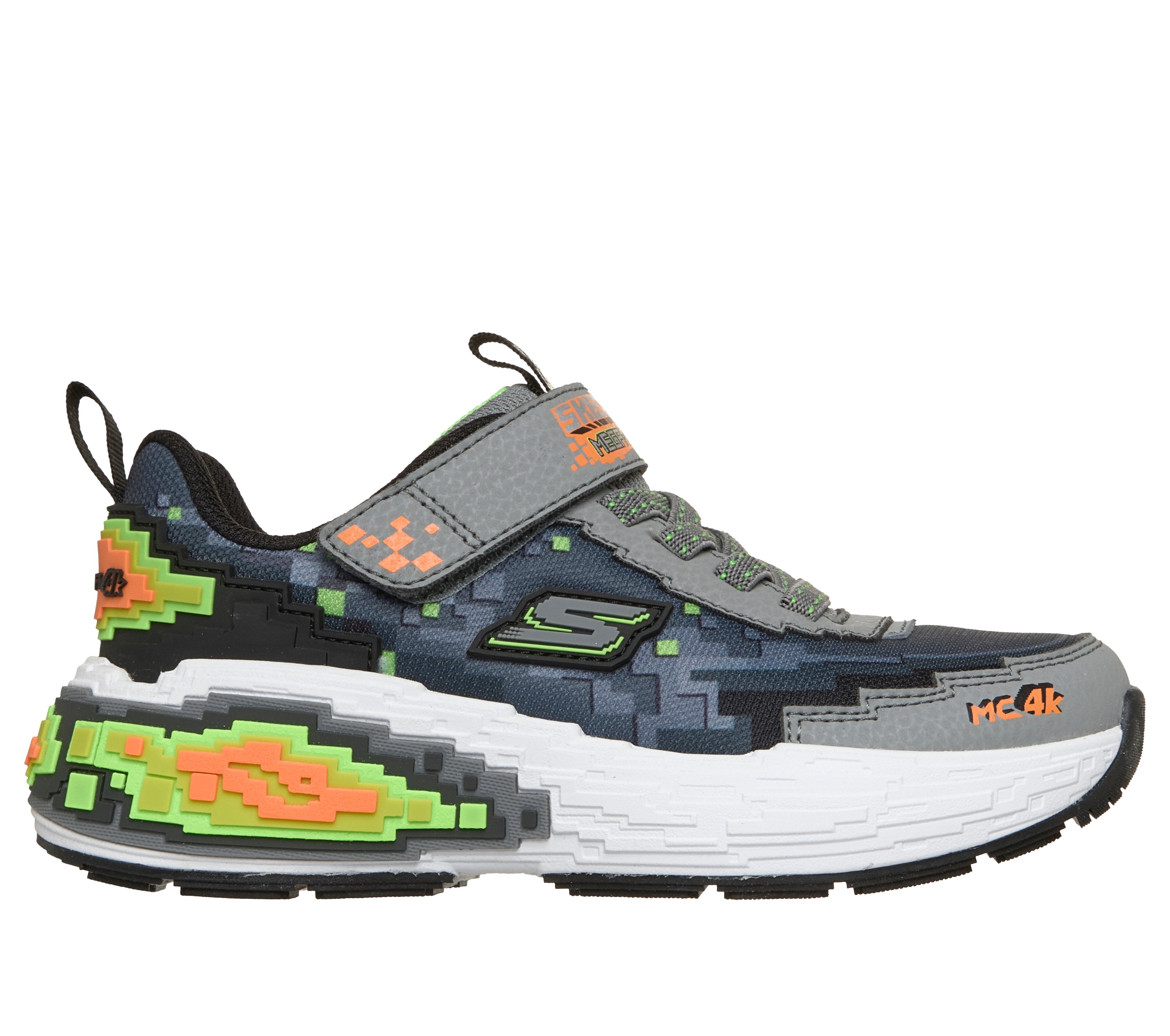 Children's sneaker with pixelated design on a white background