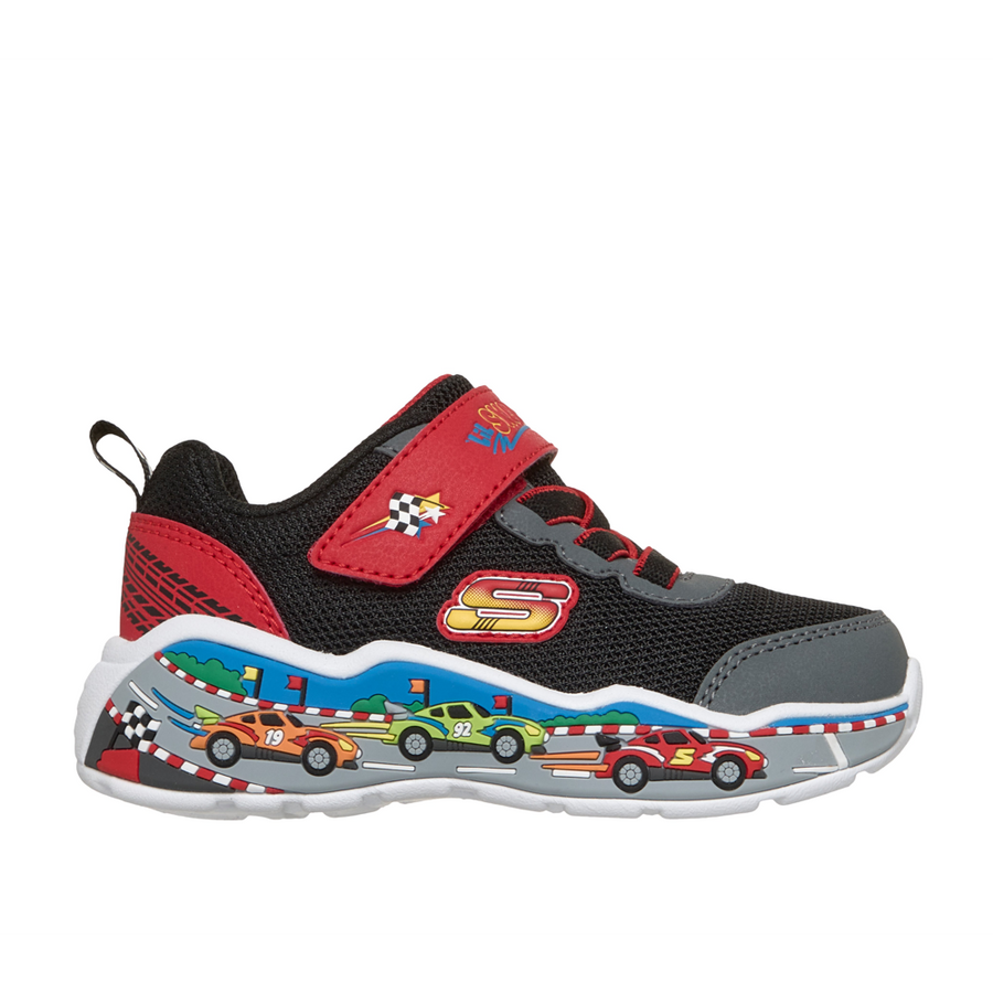 Skechers 407312n Boys Trainer-Black/Red