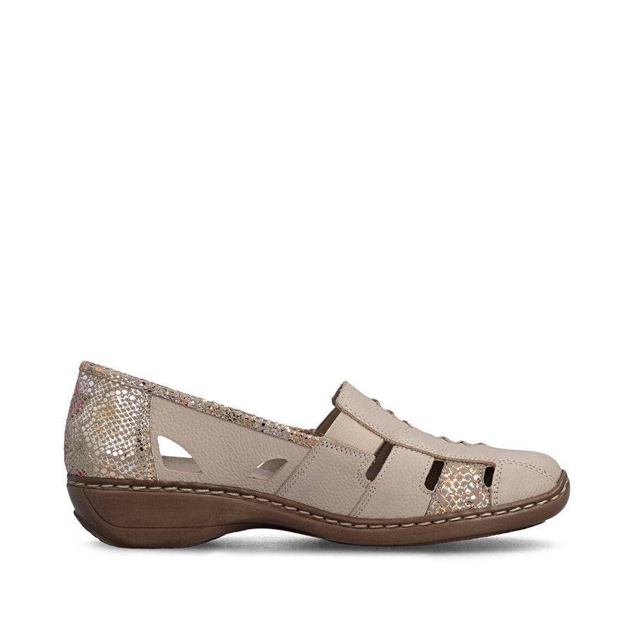 Rieker 41385-63 Ladies Shoes-Beige Combi