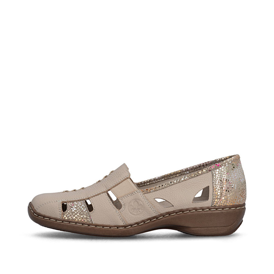 Rieker 41385-63 Ladies Shoes-Beige Combi