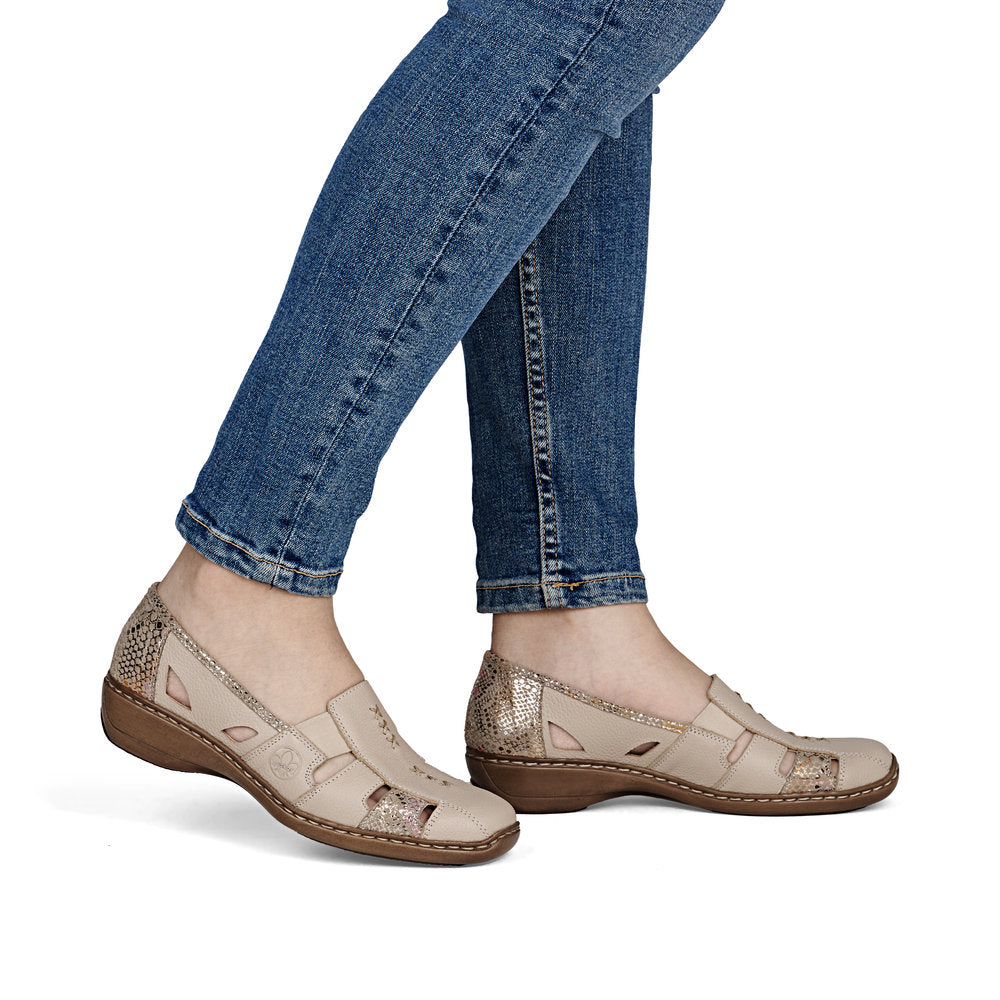 Rieker 41385-63 Ladies Shoes-Beige Combi