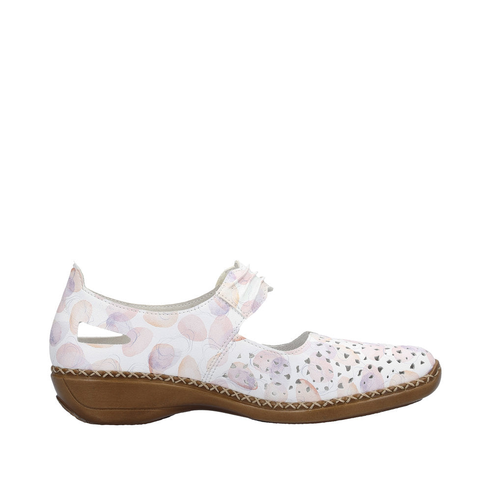 Rieker 41399 Shoes-White/Lilac