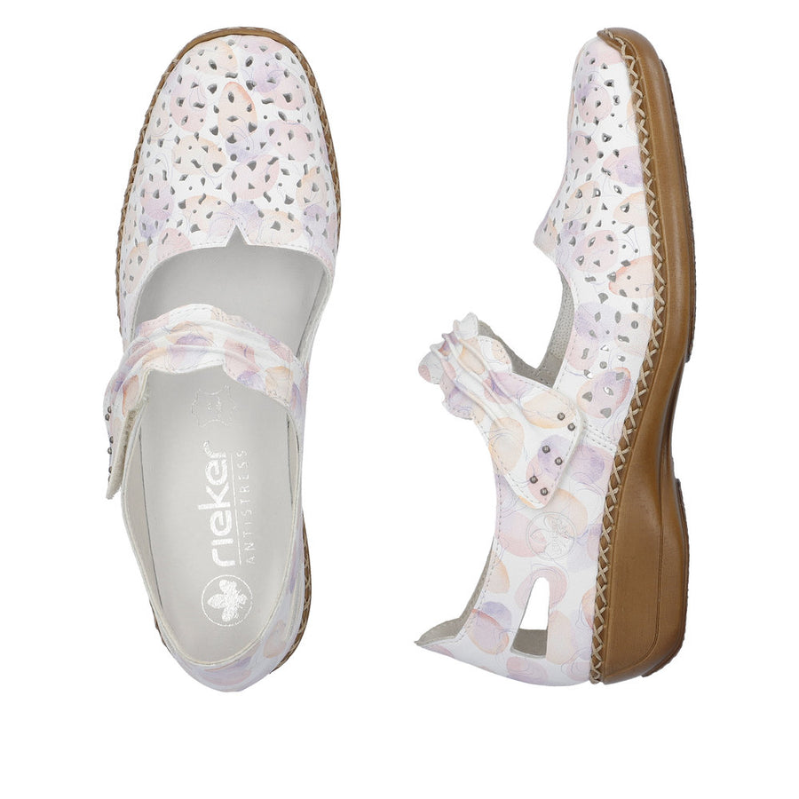 Rieker 41399 Shoes-White/Lilac