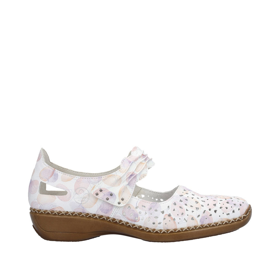 Rieker 41399 Shoes-White/Lilac