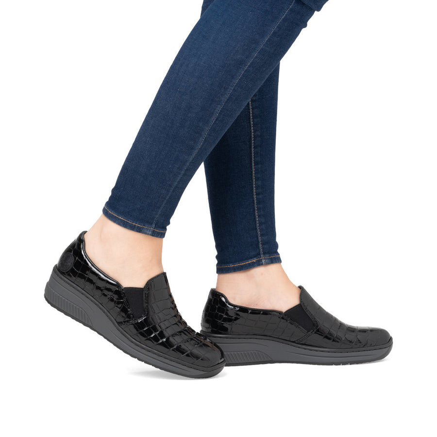 Rieker 48752 Shoes-Black Croc