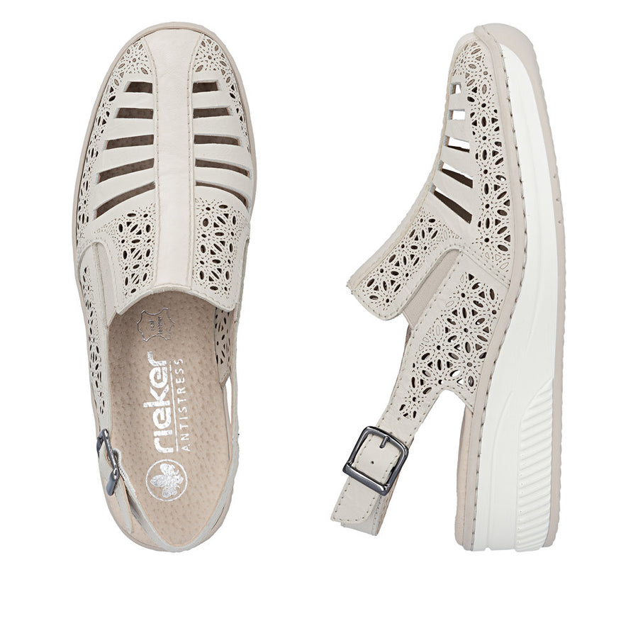 Rieker 48763-60 Ladies' Shoes-Cream