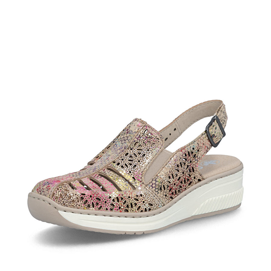 Rieker 48763-90 Ladies' Shoes-Beige Multi