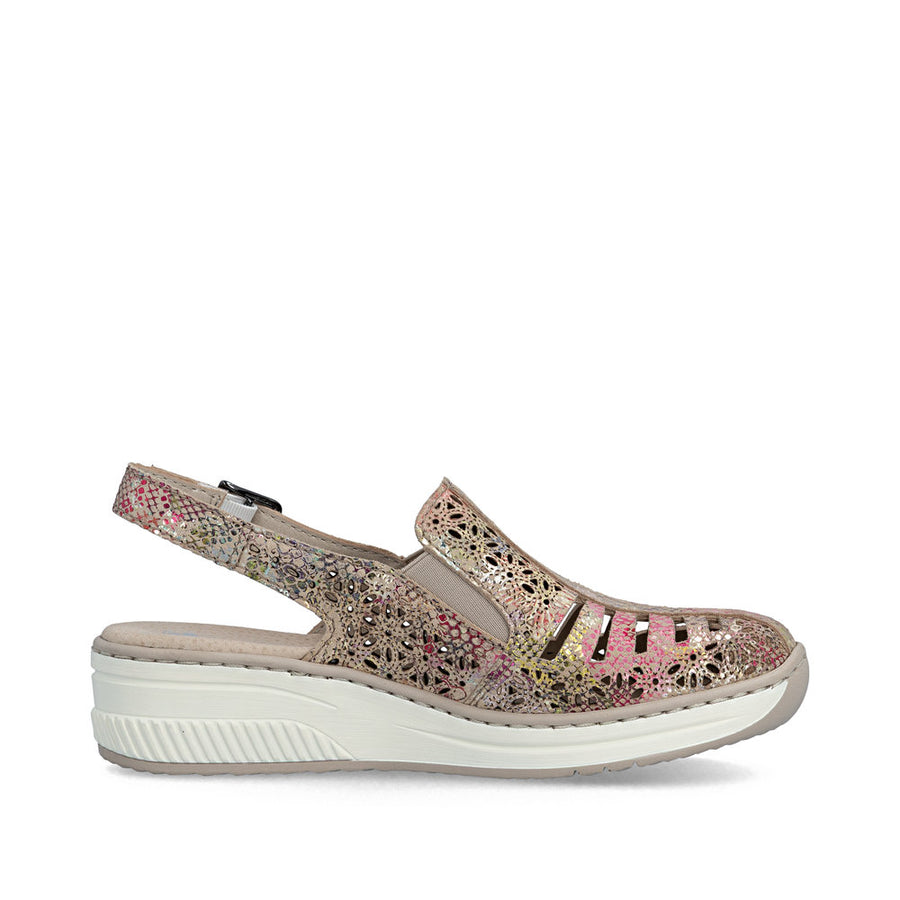 Rieker 48763-90 Ladies' Shoes-Beige Multi