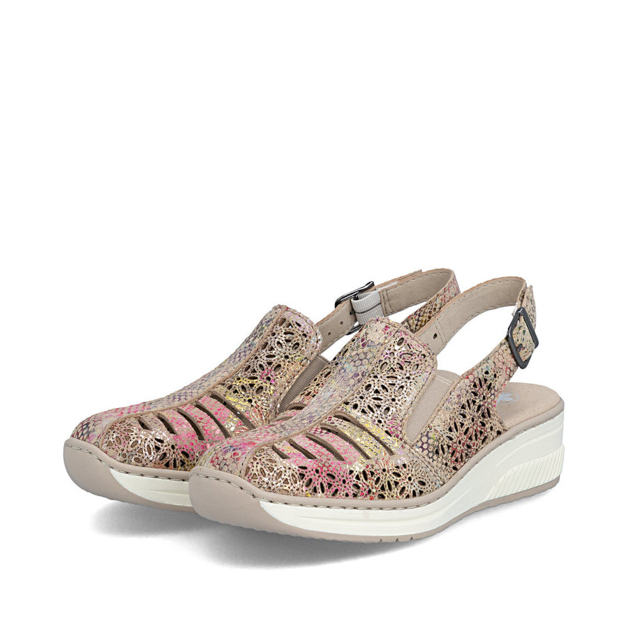 Rieker 48763-90 Ladies' Shoes-Beige Multi