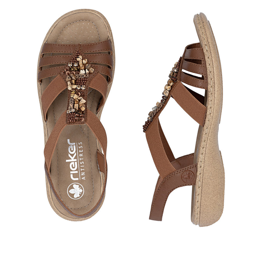 Rieker 61850-24 Ladies' Sandals-Tan
