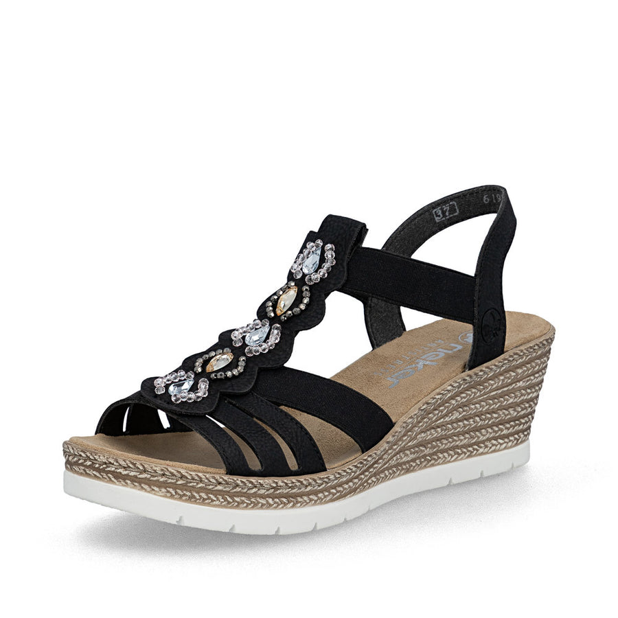 Rieker 619B2-00 Sandals-Black