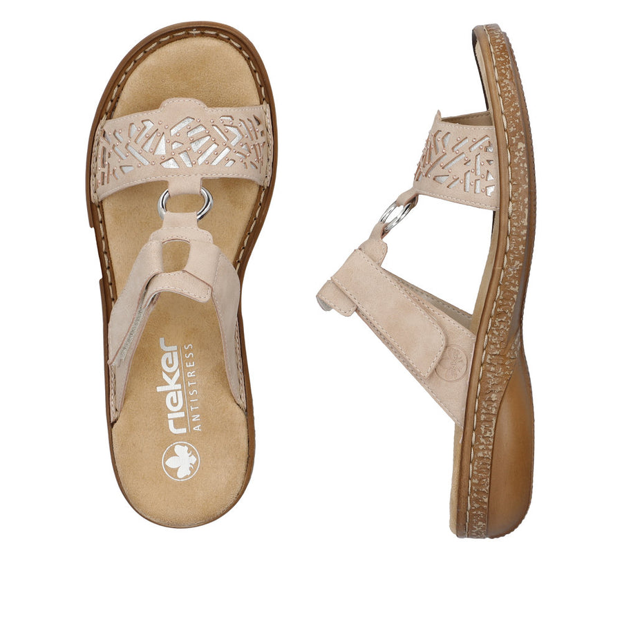 Rieker 62863 Sandals-Rose/Silver