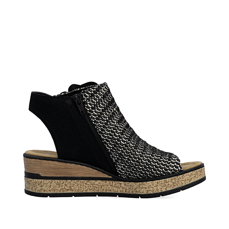 Rieker 63791-01 Wedge Sandals-Black
