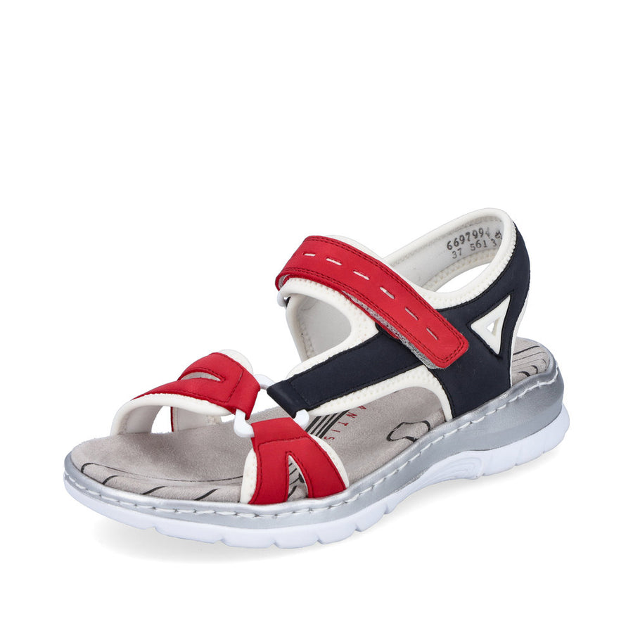 Rieker 66979 Sandals-Red/Wht/Navy