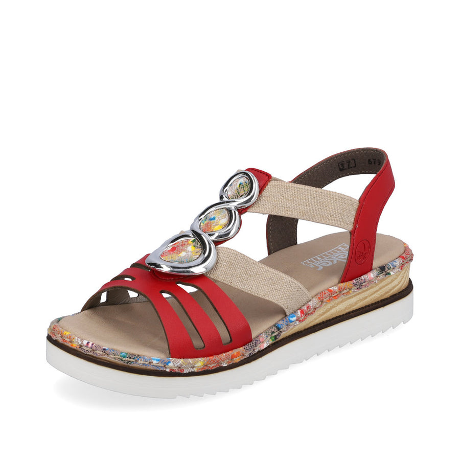 Rieker 679L4 Sandals-Red Multi