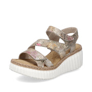 Rieker 69157 Ladies Sandals-Gold Multi