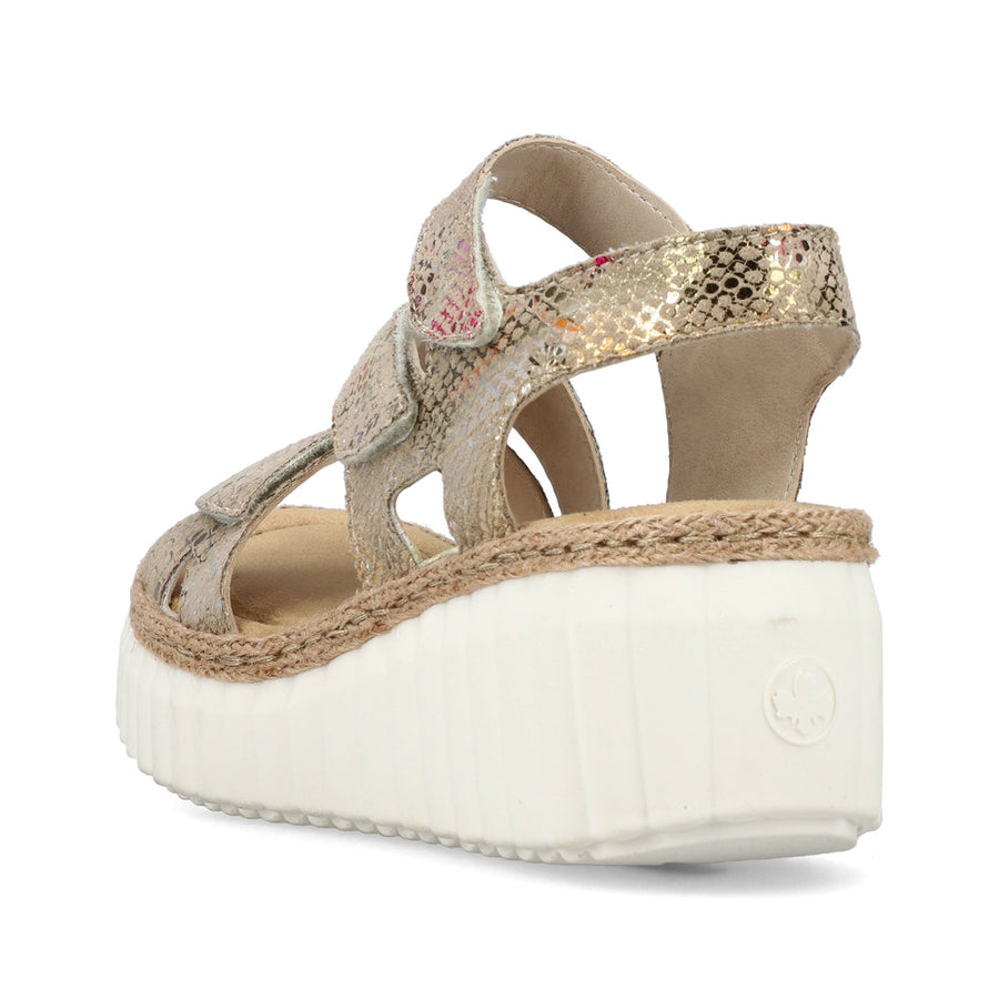 Rieker 69157 Ladies Sandals-Gold Multi