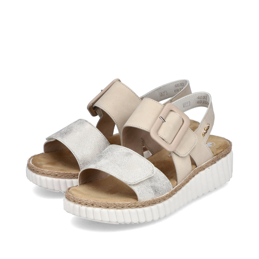 Rieker 69260 Sandals-Beige/Gold