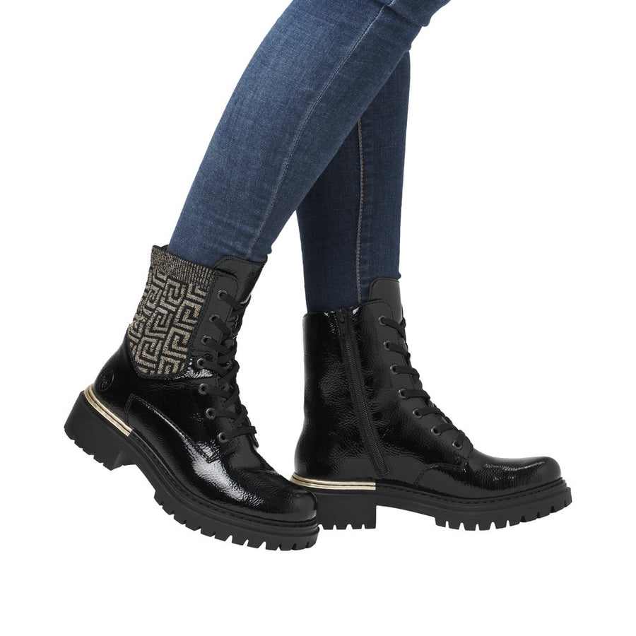 Rieker 72607 Ankle Boot-Black Pat