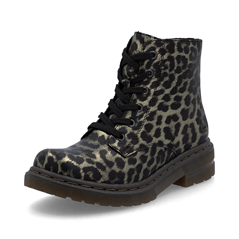 Rieker 78240-90 Ankle Boot-Black Leopard